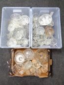 Three boxes of 20th century pressed glass