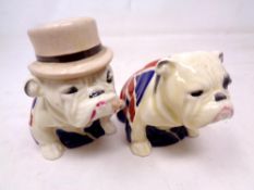 A pair of Royal Doulton British Bulldog figures, height 7.5 cm.