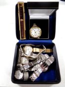 A gold plated Smiths pocket watch together with a boxed Parker fountain pen,