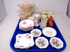 A tray of Crown Ducal ware, Art Deco part coffee set,