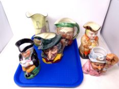 A tray of character and toby jugs,