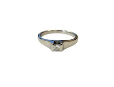 An 18ct white gold diamond princess cut single stone ring, approximately 0.25ct, size N.