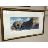 Contemporary English School : Newcastle Central Station, watercolour, indistinctly signed,