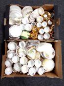 Two boxes of 20th century part tea sets, Royal Albert Crocus,