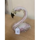 A Murano glass ornament - Pink Swan, height 22 cm.