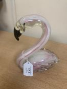 A Murano glass ornament - Pink Swan, height 22 cm.