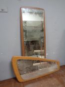 Two 1970's teak framed mirrors