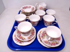 A tray of Colclough floral bone china tea set (23)