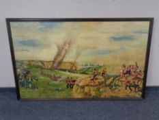 A large Robert Hepple oil on canvas - British red coats in battle