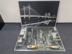 Two contemporary prints : New York city and bridge skyline