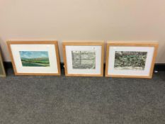 Three David Belilios pictures to include : oil of a landscape,