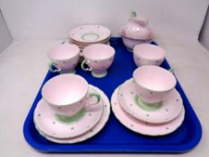 A tray of English Polka Dot part tea set