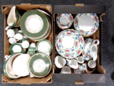Two boxes of Crown Ducal and Booths dinner china