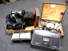 A box of electricals, Roberts radio, Kodak camera,