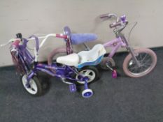 Two girl's bikes