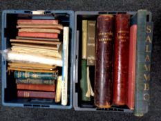 Two boxes of antique and later books, British birds,