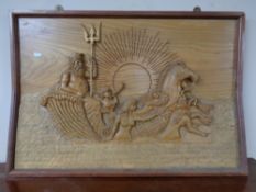 A carved wooden relief panel "King Neptune"