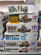 Tamiya modelling kits - Group of six 1:35 scale military models (as illustrated)