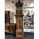 A 19th Century German Oak and Burr Walnut Symphonion or Polyphon Disc Player/Clock,