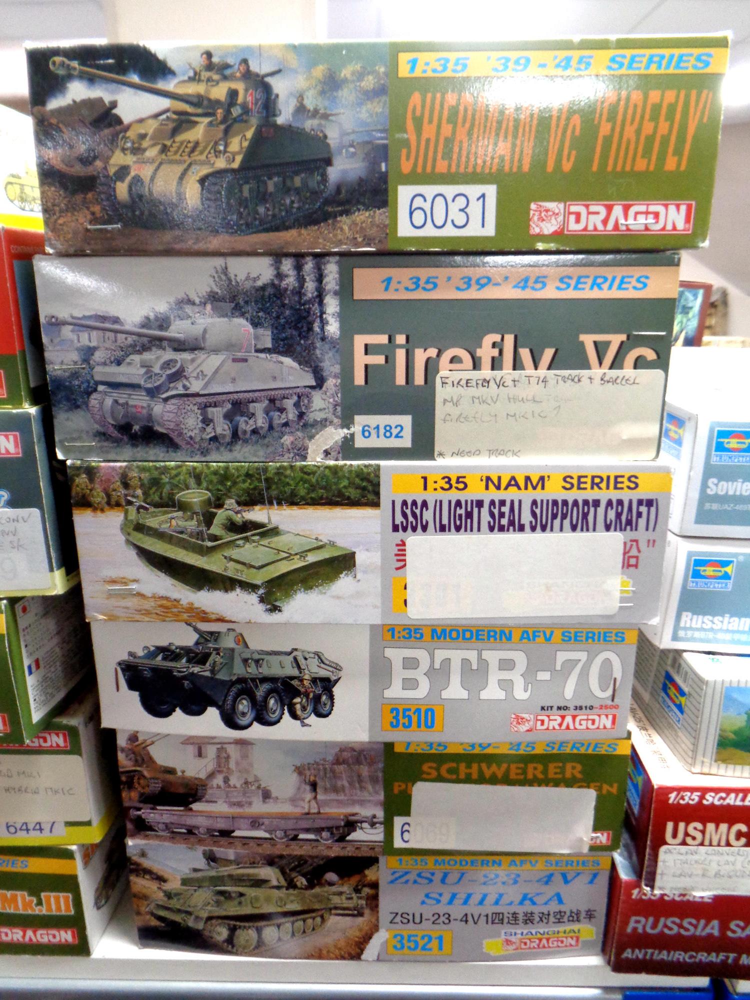 Tamiya modelling kits - Group of six 1:35 scale military models (as illustrated)