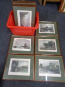 Twelve framed colour engravings, hand coloured by David Ritchie, in mounts, framed.