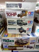 Tamiya and Bronco modelling kits - Group of six 1:35 scale military models (as illustrated)