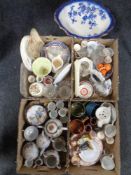 Four boxes of assorted ceramics and glass ware, wash bowl, tea ware, dinner plates,