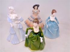 Four Coalport figures : Age of Elegance Rose Crescent, Clare,