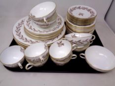 Forty-one pieces of Minton Brown Elizabethan tea and dinner ware