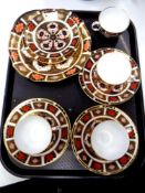 A tray of thirteen pieces of Royal Crown Derby Imari pattern tea china
