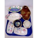 A tray of three pieces of Poole pottery,