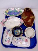 A tray of three pieces of Poole pottery,