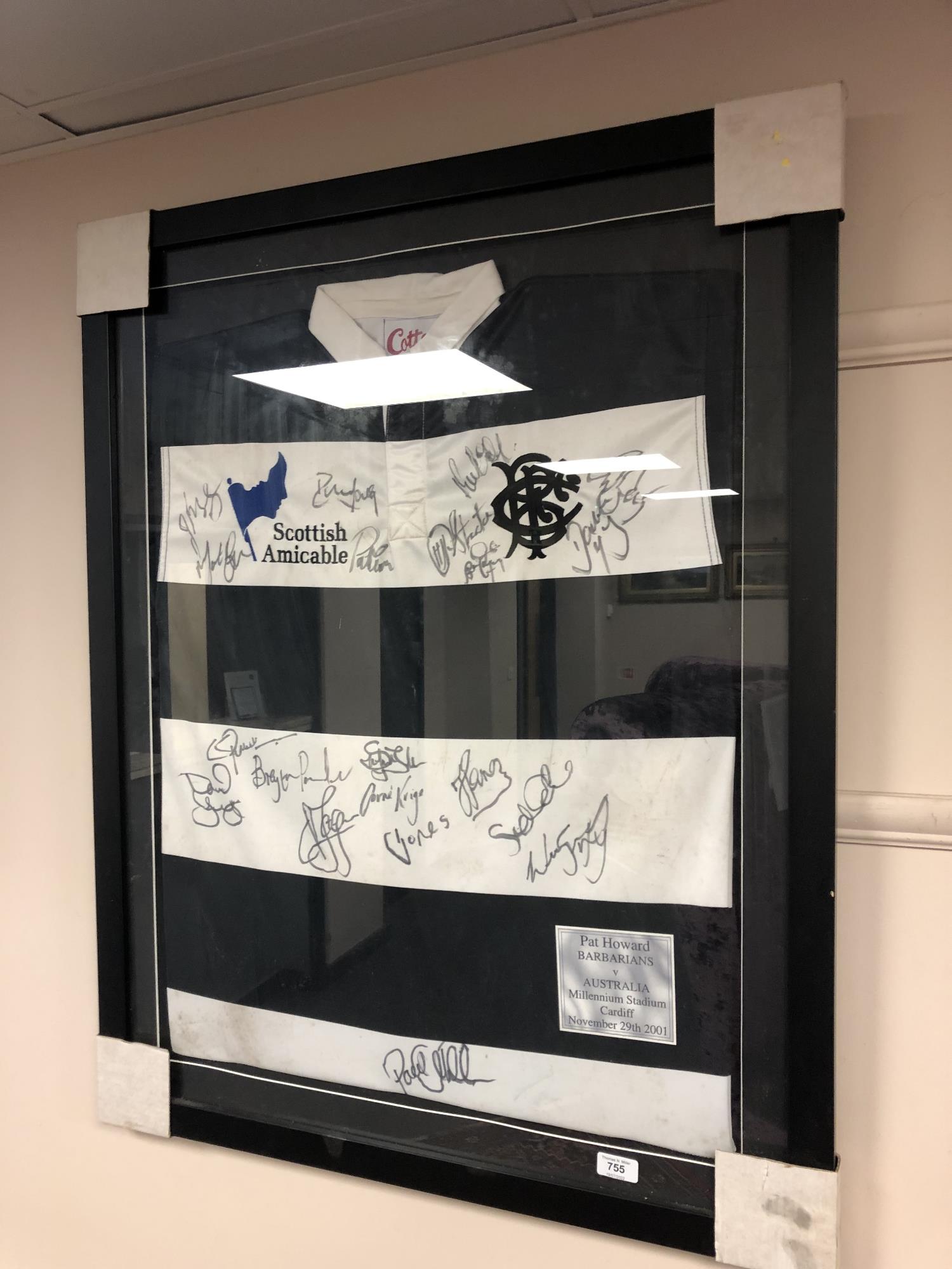 A framed signed rugby shirt : Barbarians