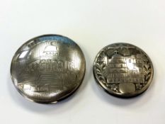 Two Arabic silver compacts marked Jerusalem