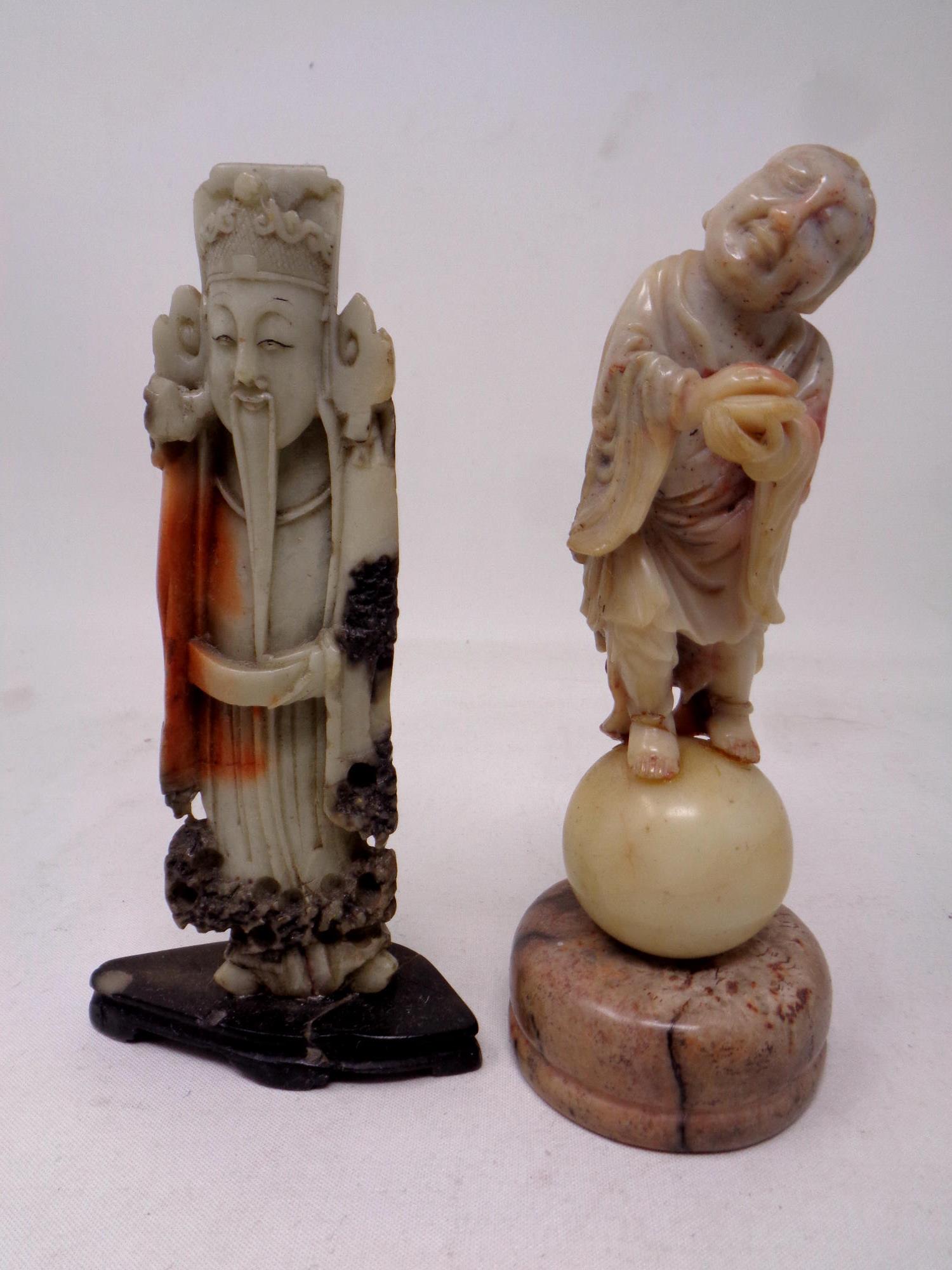 Two Chinese soapstone figures