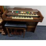 An electric organ with stool