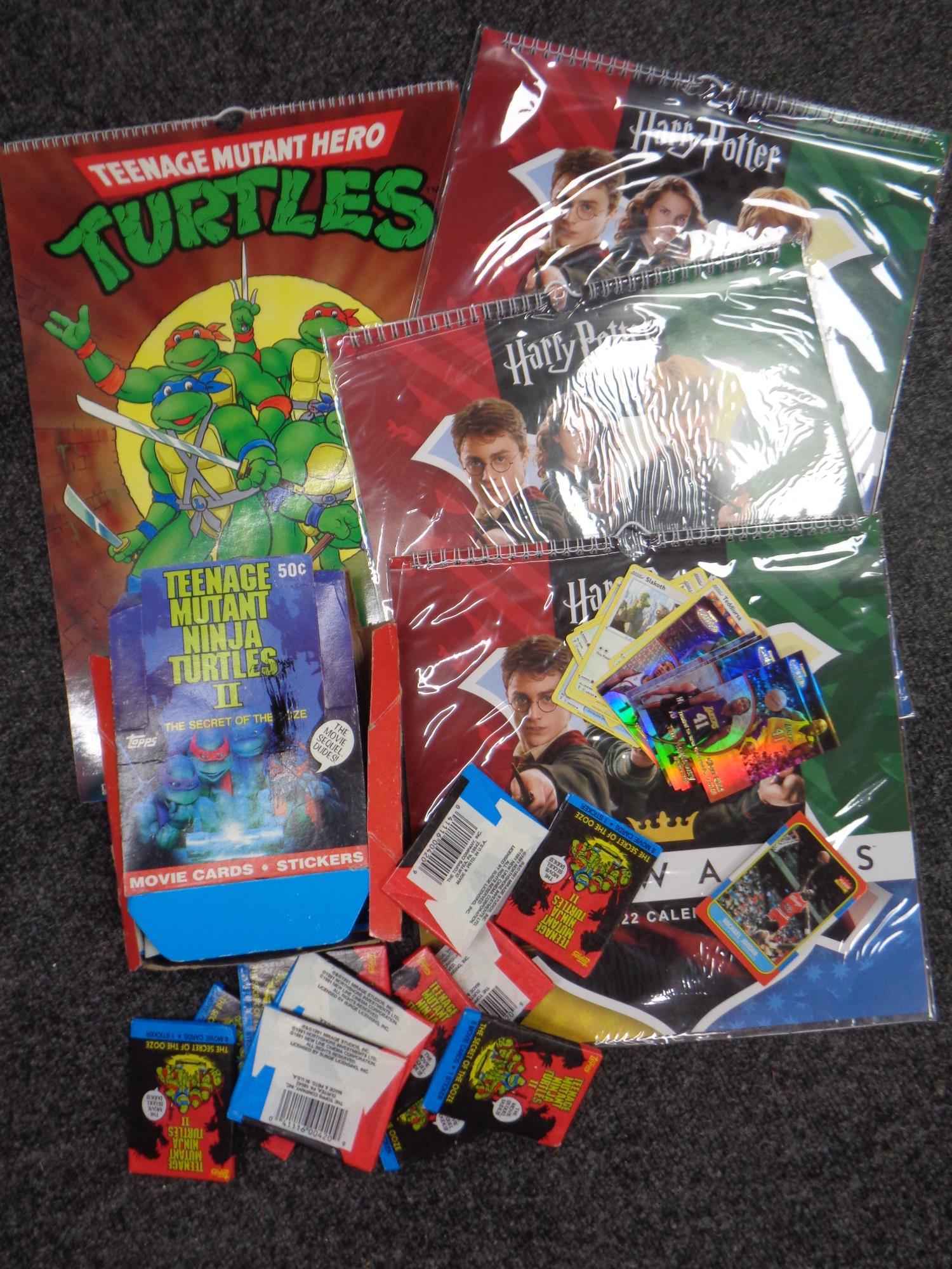 Teenage Mutant Ninja II 1991 vintage full box of Topps cards, Turtles 1991 calendar,