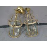 A pair of brass lantern lights