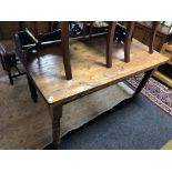 A Victorian pine kitchen table (missing drawer)