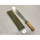 A Second World War British machete, stamped Martindale Birmingham,