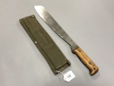 A Second World War British machete, stamped Martindale Birmingham,