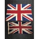 Two antique British Union flags,