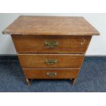 19th century mahogany marquetry inlaid three drawer chest