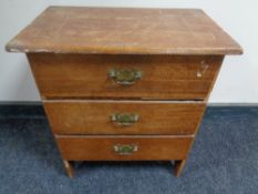 19th century mahogany marquetry inlaid three drawer chest