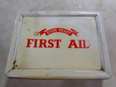 A vintage Ever Ready first aid tin and contents