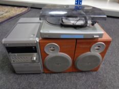 A Philips micro hi/fi system and a Bush Acoustics turntable