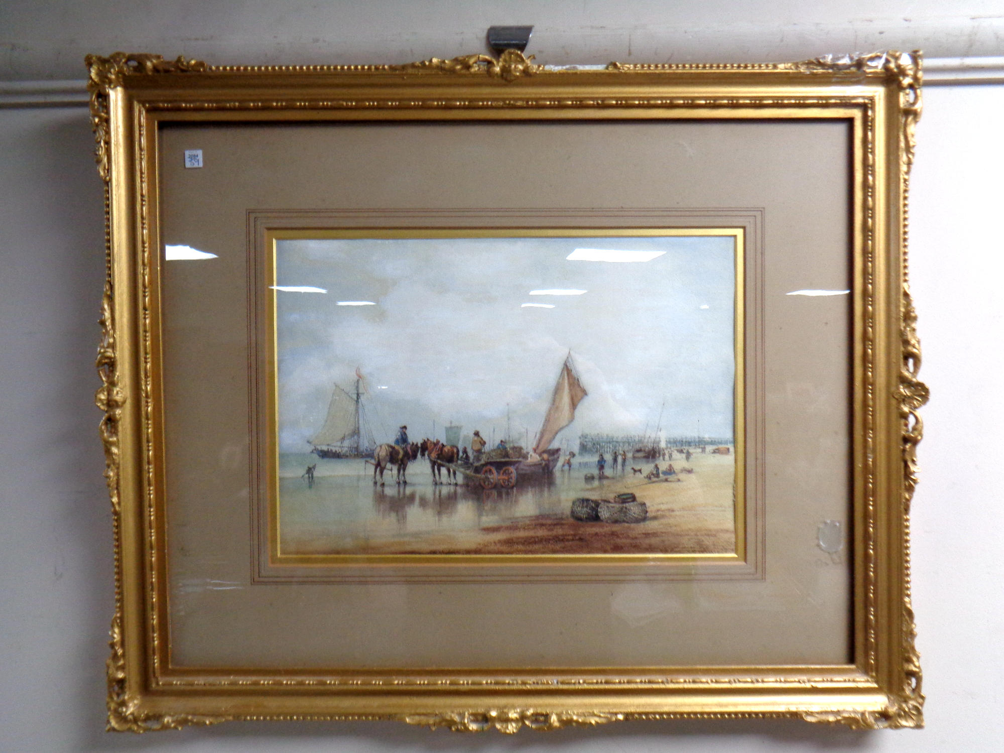 Adrian M Howe (20th century) a pair of watercolours depicting fisher folk on beaches, 33 cm x 23 cm,