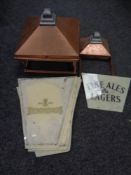 Two part copper bar lights and five plastic panels