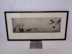 A limited edition monochrome etching titled ' Unexpected visitor' 114/150,