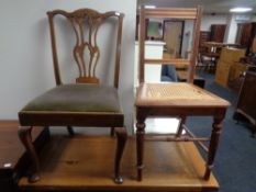 An Edwardian bergere bedroom chair together with a further walnut bedroom chair